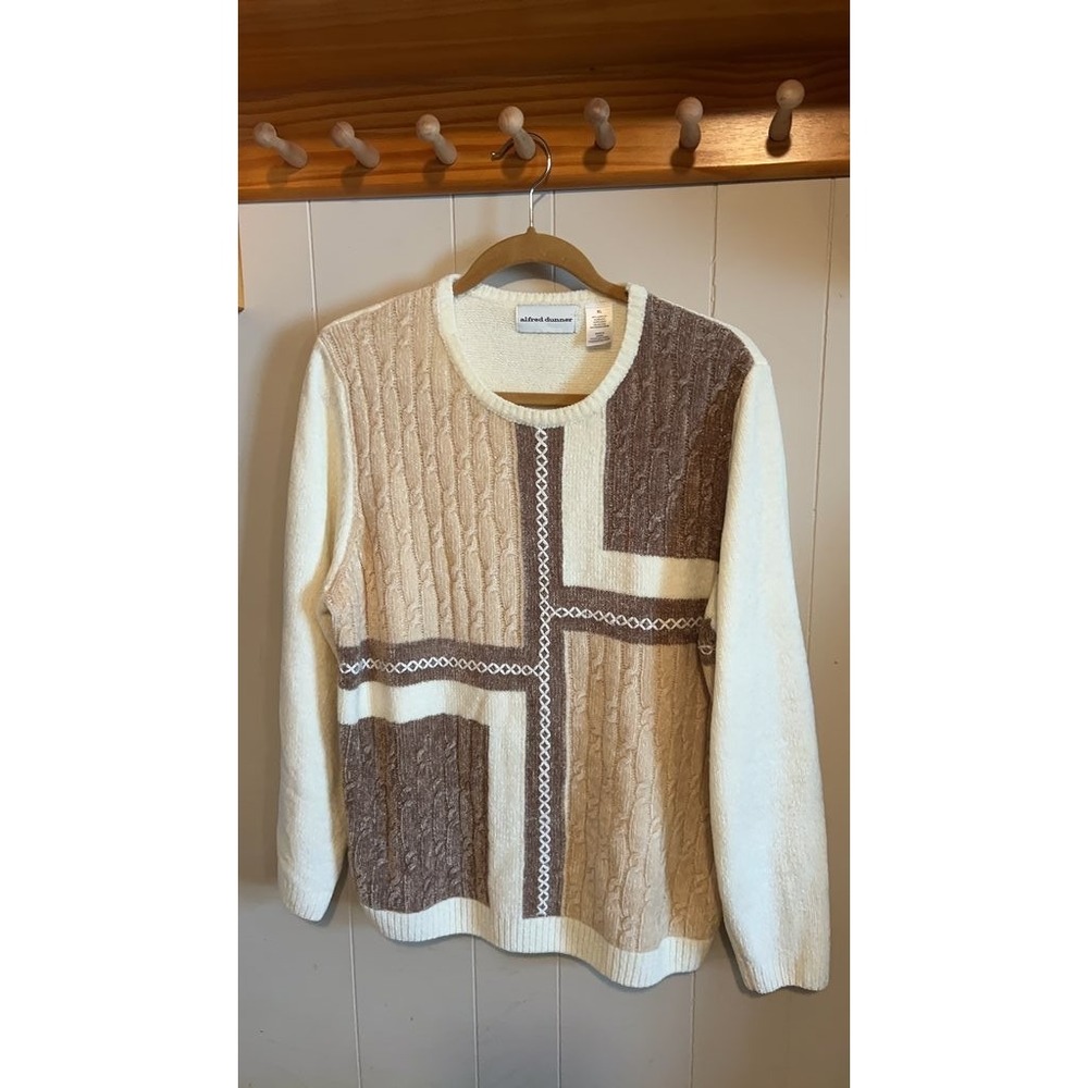 Alfred Dunner Patchwork Cable Knit Sweater - Picture 1 of 4